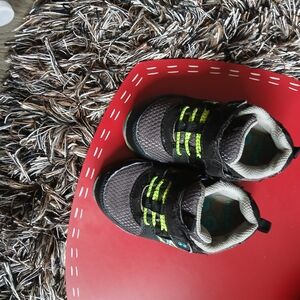 Stylish Kids Black and Neon Green Sneakers